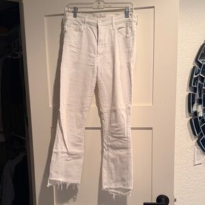 MOTHER White Frayed Hem Jeans